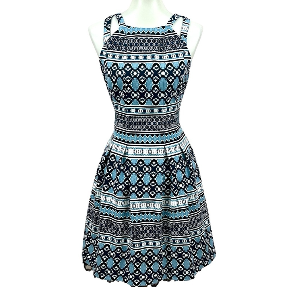 Vince Camuto Strappy Cutout Sleeveless Tribal Aztec Flare Skater Dress Pockets
